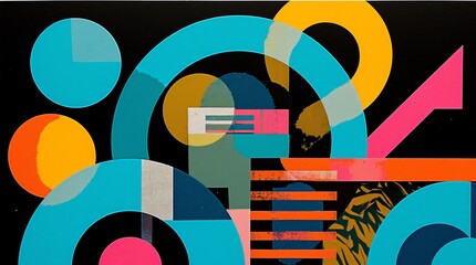 Obraz premium Abstract illustration with intertwining spirals and geometric shapes reminiscent of space objects