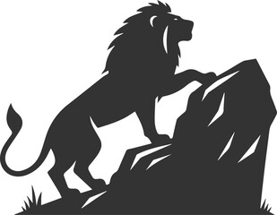 A lion climbing a rocky hill animal vector silhouette © LUTHFAN NAHAR LABONY