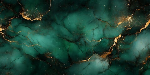 Emerald Gold Marble Texture Background