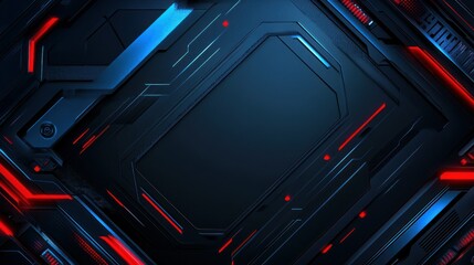 Modern and sporty gaming themed design with black and blue colors, red accents, and abstract tech lines background wallpaper AI generated image