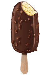 Vanilla popsicle with chocolate coating and premium eskimo nuts
