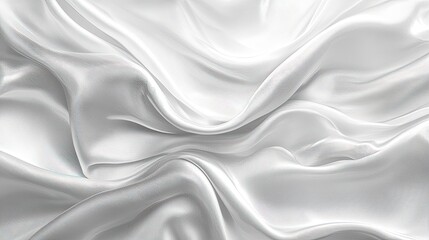 Obraz premium Smooth white silk fabric with elegant folds and soft reflections.