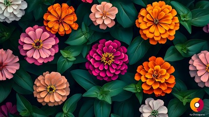 Vibrant Zinnia Blooms in a Summer Garden AI Generated