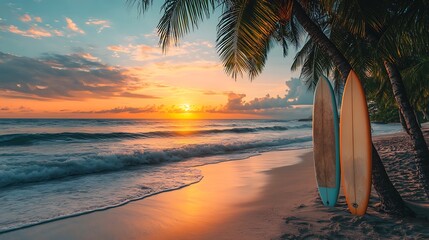 Surfing action at sunset beach tropical paradise photography scenic view