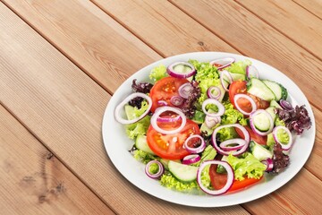 Fresh delicious salad with fresh vegetables
