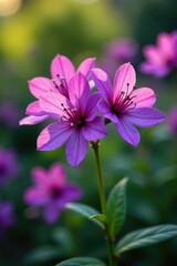 Fototapeta premium Purple Loropetalum flowers blooming in a garden, botanical, loropetalum