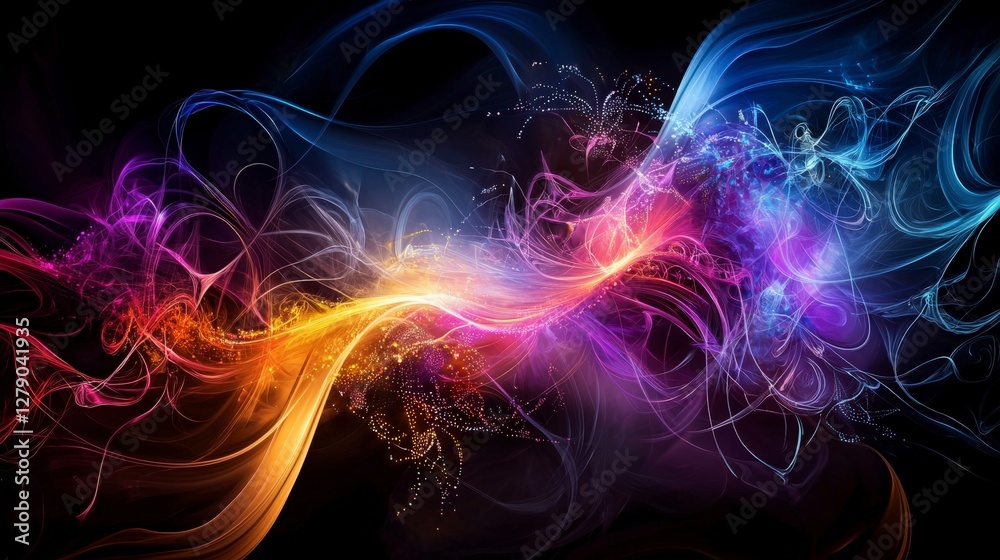 Poster quantum probability waves illustration abstract art digital design colorful aesthetics creative visu