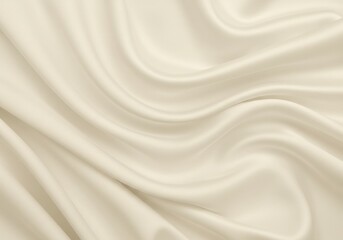 Fototapeta premium Smooth cream-colored satin fabric, Soft flowing folds, Delicate sheen, Luxurious textile texture, Gentle curves and shadows