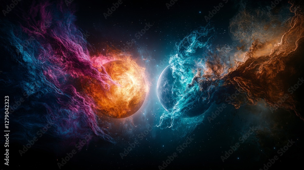 Aufkleber interplanetary communication visualization cosmic landscape digital art space abstract view futurist