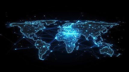 Digital earth, global connectivity and network illustration concept