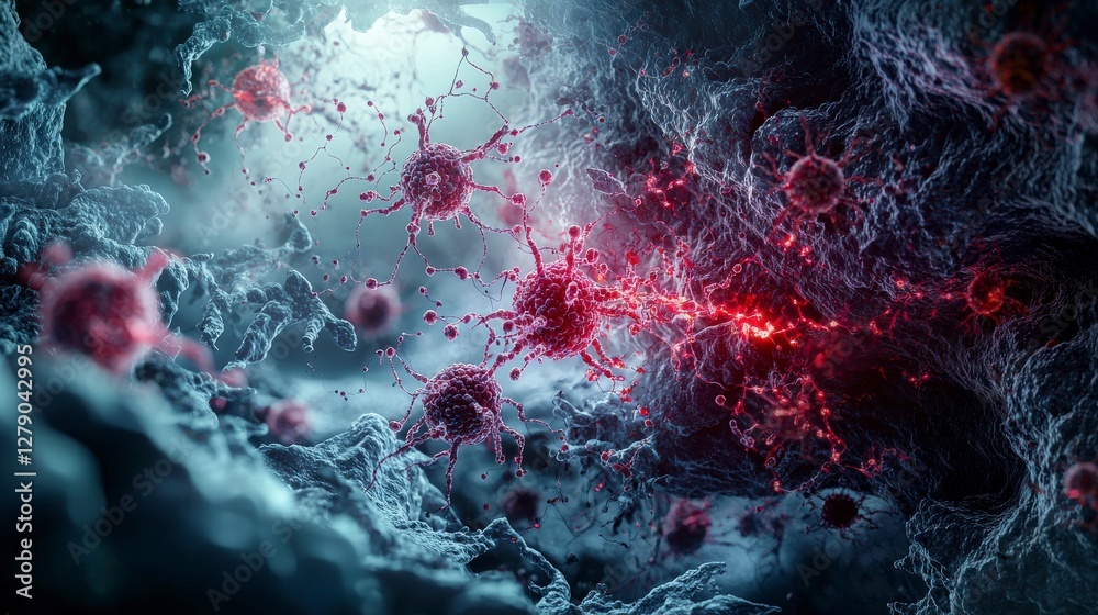 Poster Cellular communication dynamics microscopic environment abstract visualization science detailed concept