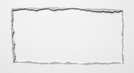 Obraz premium torn paper, ripped edges, blank sheet, grayscale, textured surface, minimal, abstract, empty space, rough border, monochrome, isolated on white background