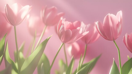 Pink Tulips Floral Soft Spring Blossom Design