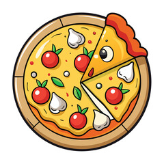 
Cartoon Pizza with Missing Slice