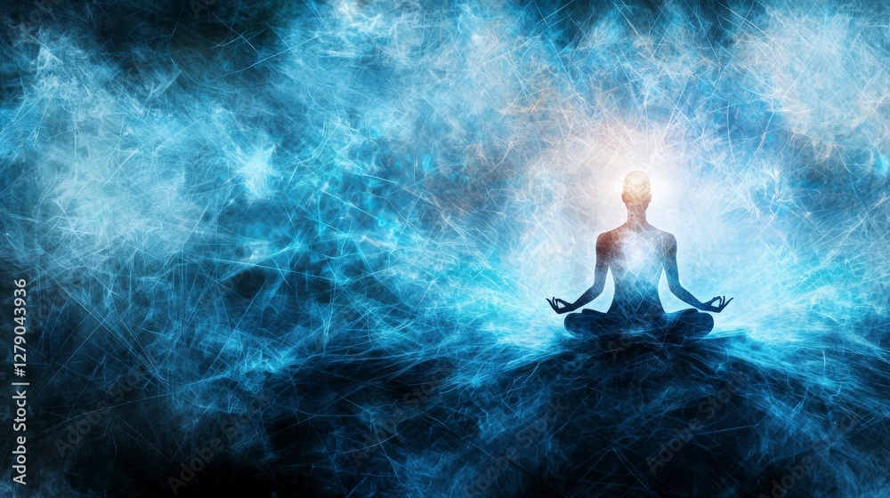 Poster mindfulness practice in abstract art digital space meditation calm environment central perspective i