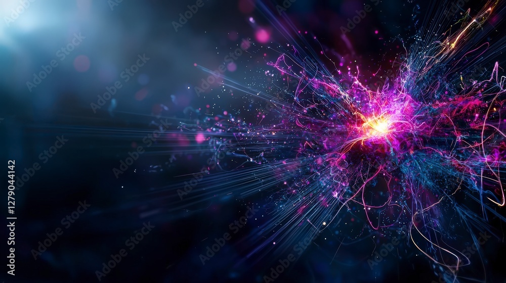 Poster Visualizing human potential through abstract energy dynamics digital realm multimedia design cosmic environment