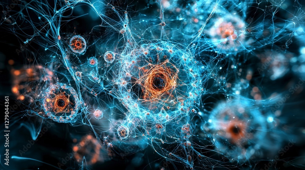 Poster Abstract ai consciousness futuristic visualization of the digital realm in macro perspective artwork