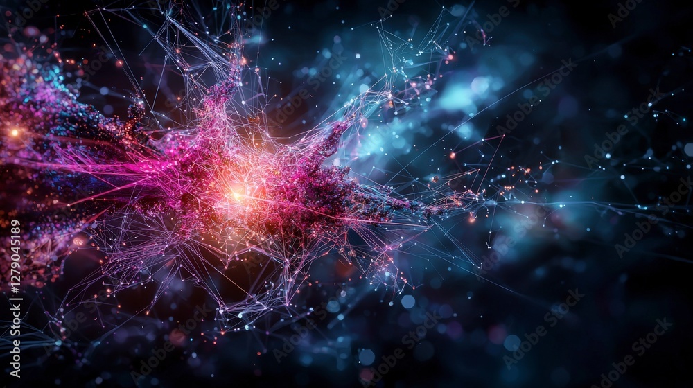 Leinwandbilder Cosmic energy connection digital universe abstract art ethereal space close-up beyond physical boundaries