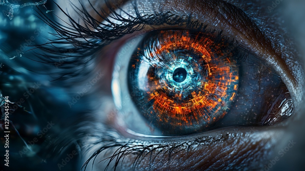 Fototapete Exploring innovative technology enhancing human perception in futuristic digital art and virtual spaces