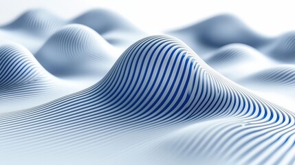 Abstract Wavy Pattern in Blue and White with Smooth Lines and Flowing Shapes