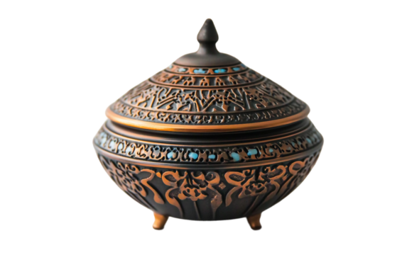 Traditional incense burner used in Eid festivities Isolated on transparent background.