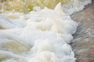 Splashing water from man-made water pumps