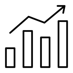 Business graph with an upward arrow, isolated on a transparent background. Ideal for financial growth, analytics, success, and economic trends.

