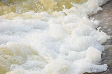 Splashing water from man-made water pumps
