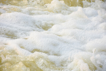 Splashing water from man-made water pumps