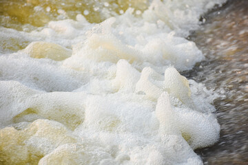 Splashing water from man-made water pumps