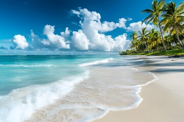 tropical beach with palm trees