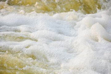 Splashing water from man-made water pumps