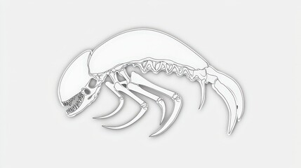 Naklejka premium Detailed Illustration of a Skeleton of an Underwater Creature with Unique Features and Design