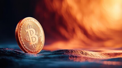 A glowing coin surrounded by acrylic swirls, representing the concept of financial power