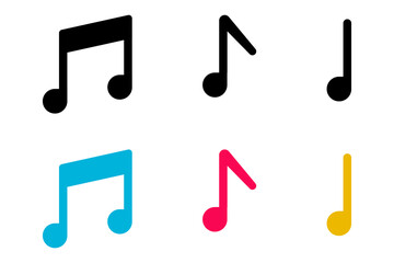 Set Of Colorful Music Note Icon Isolated On White Background. Vector Illustration