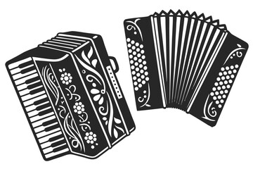 set of Accordion silhouette vector illustration