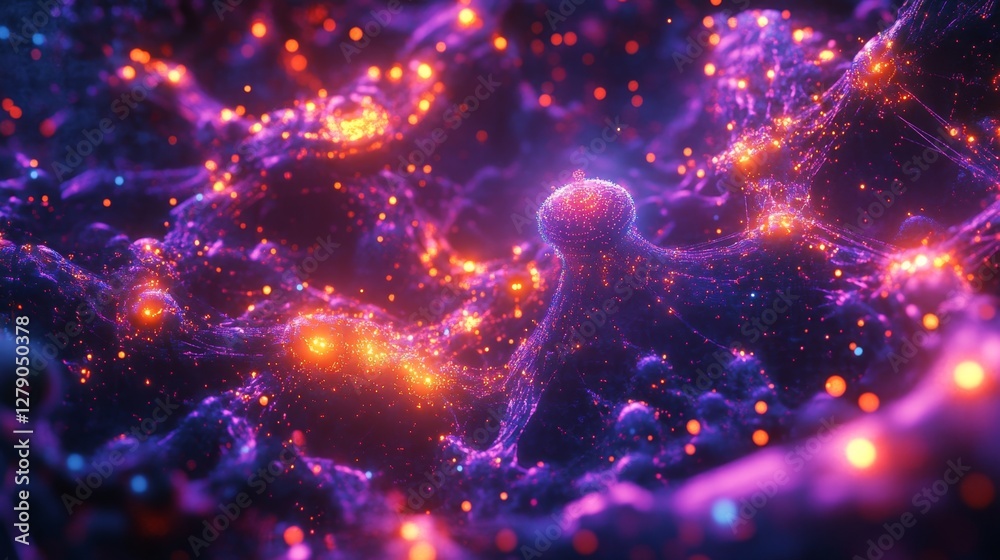 Poster visualizing machine learning an abstract exploration in digital art virtual space graphic design con