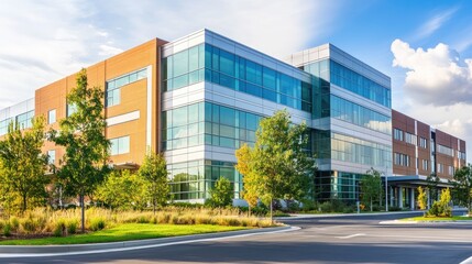 Modern Office Building in Suburban Setting
