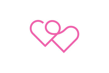 creative outline double love symbol logo design vector illustration.