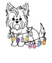 Happy Easter Day Yorkshire Terrier Dog Easter Eggs