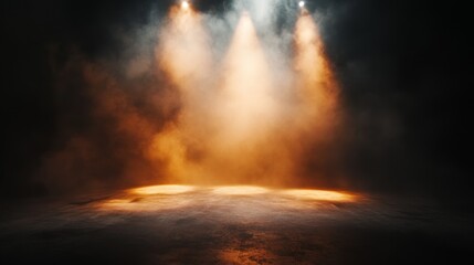 Dynamic performance showcase theater visual spectacle backlit stage audience perspective dramatic lighting