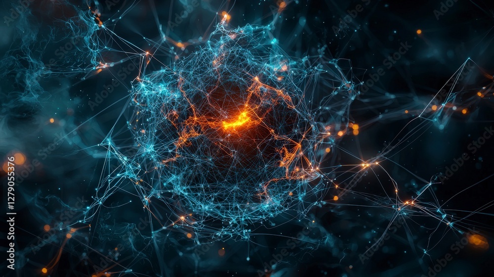 Poster Exploring energy democratization through an intricate network map virtual environment digital art abstract concept