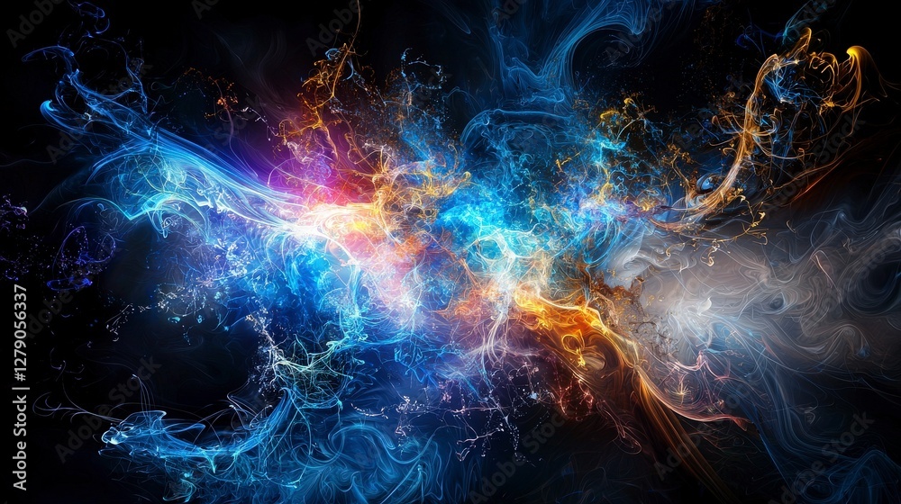 Poster Dynamic visual representation of collective energy in abstract space vivid colors & conceptual perspective
