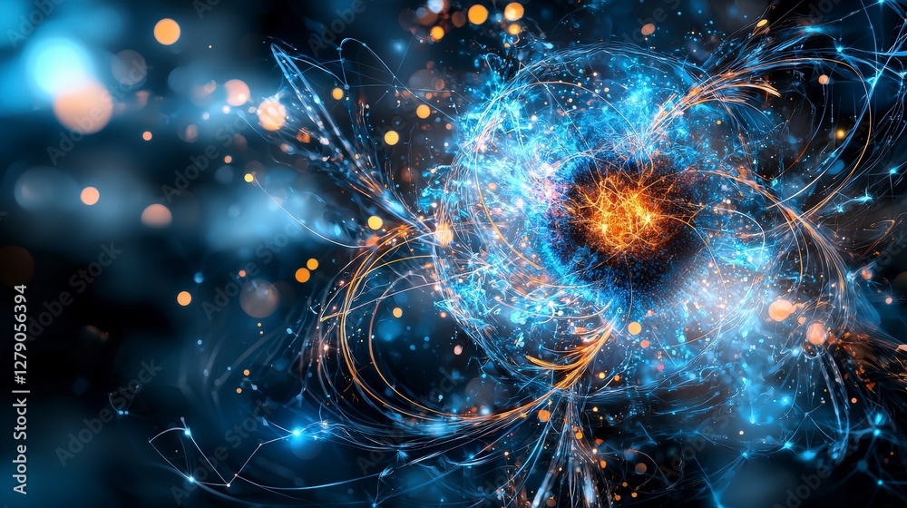 Aufkleber Visualizing collective energy potential in a dynamic space environment through abstract digital art