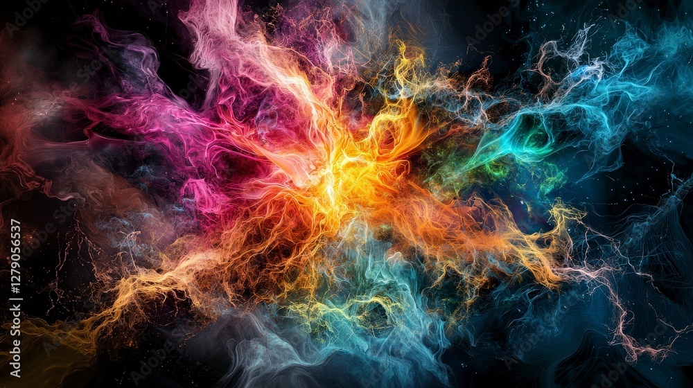 Aufkleber galactic neural exploration of cosmic consciousness space digital art abstract vast universe enlight