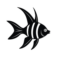 Banggai Cardinalfish Silhouette Vector Art and Black Color Fish Design Illustration