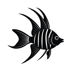 Banggai Cardinalfish Silhouette Vector Art and Black Color Fish Design Illustration