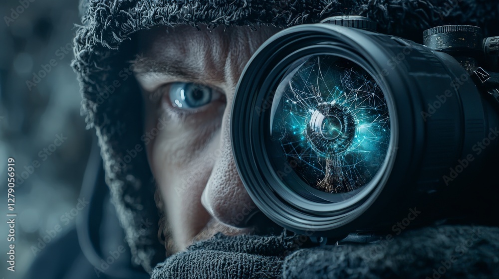 Aufkleber Exploring digital intimacy and connection in photography urban environment portraits close-up conceptual imagery