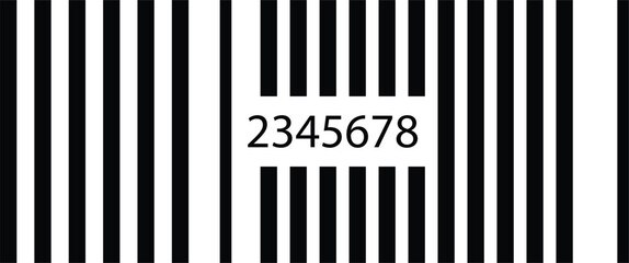 Black and white vector illustration of a vertical laser-etched minimalist barcode, legible letters at its center on a pure white background