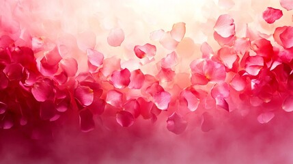 Fototapeta premium Falling Rose Petals: Soft Pink and Red Floral Background